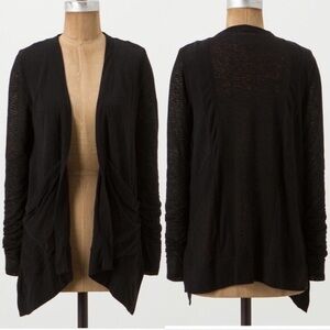Anthropologie Vanessa Virginia Black Cavern Open Front Cardigan Casual Small